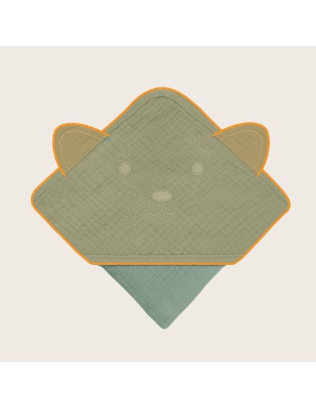 BN-LO-MUSLIN_HOODED_TOWEL_GREEN_FOREST,Prosop de baie, Lionelo, Cu gluga, Din muselina, 100% bumbac, 80x80 cm, Absorbtie eficien BN-LO-MUSLIN_HOODED_TOWEL_GREEN_FOREST,Prosop de baie, Lionelo, Cu gluga, Din muselina, 100% bumbac, 80x80 cm, Absorbtie eficien