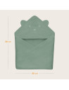 BN-LO-MUSLIN_HOODED_TOWEL_GREEN_FOREST,Prosop de baie, Lionelo, Cu gluga, Din muselina, 100% bumbac, 80x80 cm, Absorbtie eficien