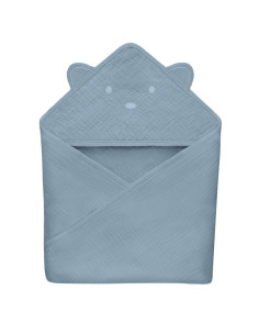 BN-LO-MUSLIN_HOODED_TOWEL_GREY_SKY,Prosop de baie, Lionelo, Cu gluga, Din muselina, 100% bumbac, 80x80 cm, Absorbtie eficienta, 