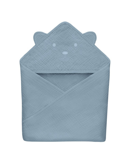 BN-LO-MUSLIN_HOODED_TOWEL_GREY_SKY,Prosop de baie, Lionelo, Cu gluga, Din muselina, 100% bumbac, 80x80 cm, Absorbtie eficienta,  BN-LO-MUSLIN_HOODED_TOWEL_GREY_SKY,Prosop de baie, Lionelo, Cu gluga, Din muselina, 100% bumbac, 80x80 cm, Absorbtie eficienta,