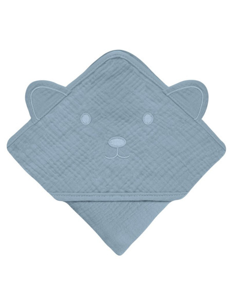 BN-LO-MUSLIN_HOODED_TOWEL_GREY_SKY,Prosop de baie, Lionelo, Cu gluga, Din muselina, 100% bumbac, 80x80 cm, Absorbtie eficienta,  BN-LO-MUSLIN_HOODED_TOWEL_GREY_SKY,Prosop de baie, Lionelo, Cu gluga, Din muselina, 100% bumbac, 80x80 cm, Absorbtie eficienta,