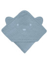 BN-LO-MUSLIN_HOODED_TOWEL_GREY_SKY,Prosop de baie, Lionelo, Cu gluga, Din muselina, 100% bumbac, 80x80 cm, Absorbtie eficienta, 