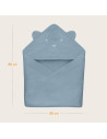 BN-LO-MUSLIN_HOODED_TOWEL_GREY_SKY,Prosop de baie, Lionelo, Cu gluga, Din muselina, 100% bumbac, 80x80 cm, Absorbtie eficienta, 