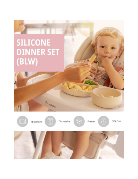 BN-8420421089309,Set complet de masa, Jane, Din silicon, Cu 4 piese, Farfurie, Bol, Lingurita si pahar, BPA free, Pale