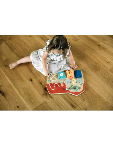 BN-85116,Tablita cu activitati, Free2Play, Din lemn, Cu elemente interactive, Dezvolta coordonarea mana-ochi, 40x30x6,5 cm, 18 l