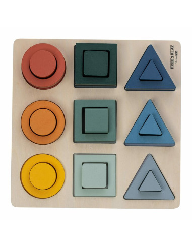 BN-85109,Puzzle copii, Free2Play, Din lemn, Cu sortare forme, Incurajeaza imaginatia, Dezvolta abilitatile motorii fine si coord