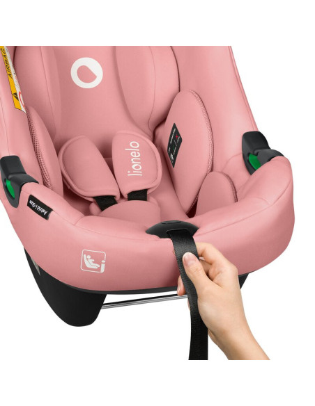 BN-LO-ASTRID_I-SIZE_PINK_CORAL,Scoica auto, Lionelo, i-Size Astrid, 0-13 Kg, 40-87 cm, Cu maner si capotina reglabile, Cu protec