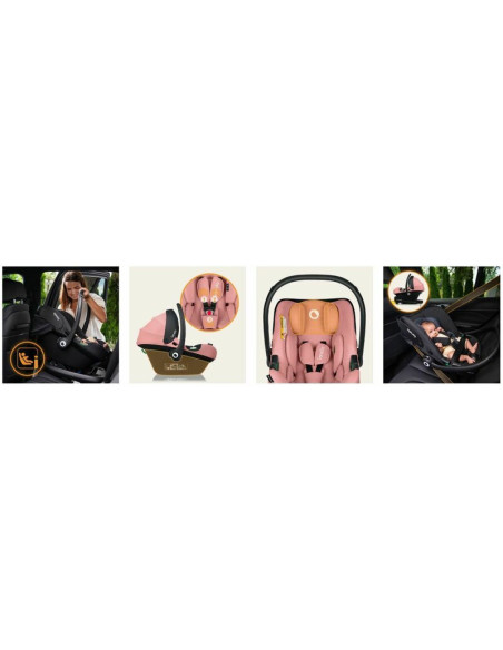 BN-LO-ASTRID_I-SIZE_PINK_CORAL,Scoica auto, Lionelo, i-Size Astrid, 0-13 Kg, 40-87 cm, Cu maner si capotina reglabile, Cu protec