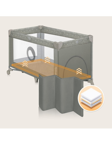 BN-LO-STEFI_BEIGE_SAND,Patut pliant, Lionelo, Stefi, Cu un nivel, Cu intrare laterala cu fermoar, 2 roti, 120x60 cm, Conform cu 