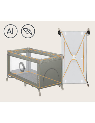BN-LO-STEFI_BEIGE_SAND,Patut pliant, Lionelo, Stefi, Cu un nivel, Cu intrare laterala cu fermoar, 2 roti, 120x60 cm, Conform cu 