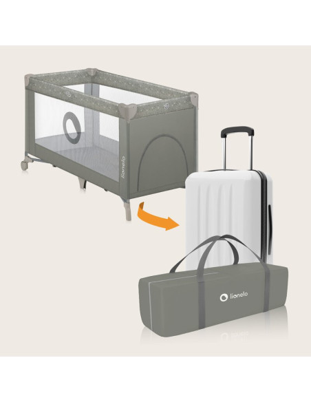 BN-LO-STEFI_BEIGE_SAND,Patut pliant, Lionelo, Stefi, Cu un nivel, Cu intrare laterala cu fermoar, 2 roti, 120x60 cm, Conform cu 