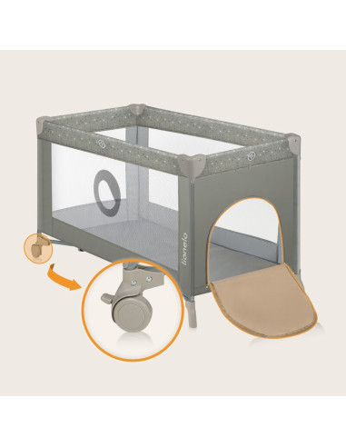 BN-LO-STEFI_BEIGE_SAND,Patut pliant, Lionelo, Stefi, Cu un nivel, Cu intrare laterala cu fermoar, 2 roti, 120x60 cm, Conform cu 