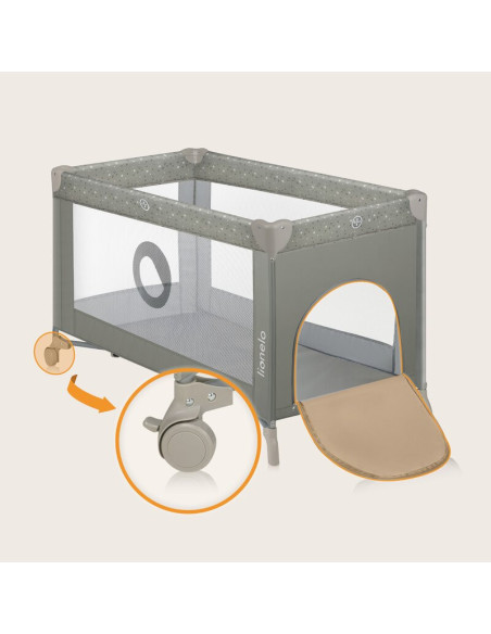 BN-LO-STEFI_BEIGE_SAND,Patut pliant, Lionelo, Stefi, Cu un nivel, Cu intrare laterala cu fermoar, 2 roti, 120x60 cm, Conform cu 