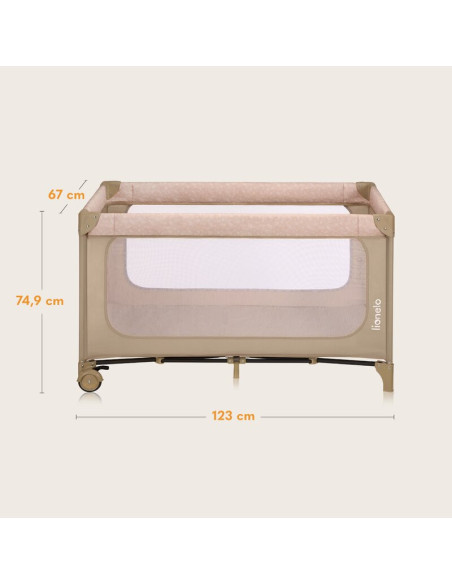 BN-LO-JASMIN_EASY_FOLD_BEIGE_SAND,Patut pliant, Lionelo, Jasmin Easy Fold, Pana la 15 kg, Usor de pliat, Cu doua nivele, Cu salt