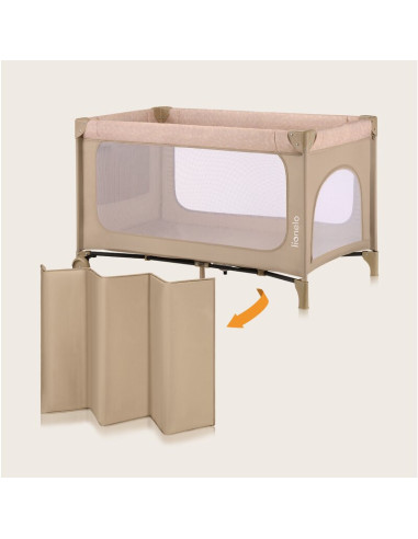 BN-LO-JASMIN_EASY_FOLD_BEIGE_SAND,Patut pliant, Lionelo, Jasmin Easy Fold, Pana la 15 kg, Usor de pliat, Cu doua nivele, Cu salt