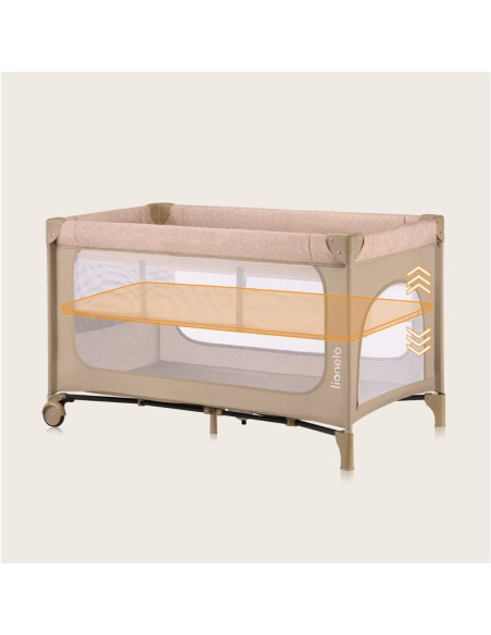 BN-LO-JASMIN_EASY_FOLD_BEIGE_SAND,Patut pliant, Lionelo, Jasmin Easy Fold, Pana la 15 kg, Usor de pliat, Cu doua nivele, Cu salt