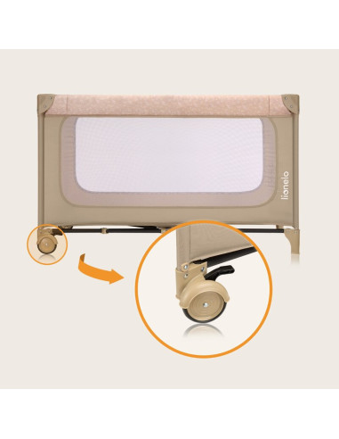 BN-LO-JASMIN_EASY_FOLD_BEIGE_SAND,Patut pliant, Lionelo, Jasmin Easy Fold, Pana la 15 kg, Usor de pliat, Cu doua nivele, Cu salt