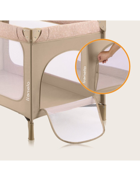 BN-LO-JASMIN_EASY_FOLD_BEIGE_SAND,Patut pliant, Lionelo, Jasmin Easy Fold, Pana la 15 kg, Usor de pliat, Cu doua nivele, Cu salt