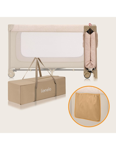 BN-LO-JASMIN_EASY_FOLD_BEIGE_SAND,Patut pliant, Lionelo, Jasmin Easy Fold, Pana la 15 kg, Usor de pliat, Cu doua nivele, Cu salt