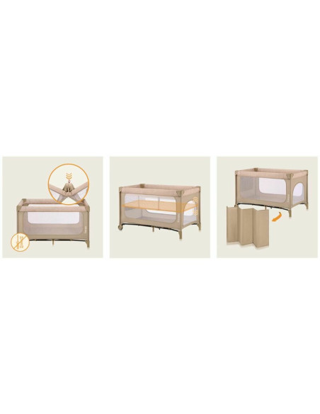 BN-LO-JASMIN_EASY_FOLD_BEIGE_SAND,Patut pliant, Lionelo, Jasmin Easy Fold, Pana la 15 kg, Usor de pliat, Cu doua nivele, Cu salt