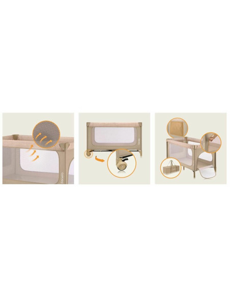 BN-LO-JASMIN_EASY_FOLD_BEIGE_SAND,Patut pliant, Lionelo, Jasmin Easy Fold, Pana la 15 kg, Usor de pliat, Cu doua nivele, Cu salt