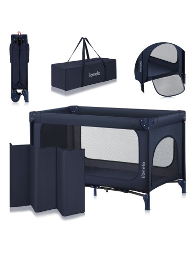 BN-LO-JASMIN_EASY_FOLD_BLUE_NAVY,Patut pliant, Lionelo, Jasmin Easy Fold, Pana la 15 kg, Usor de pliat, Cu doua nivele, Cu salte