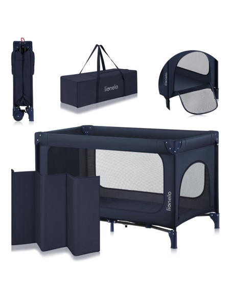 BN-LO-JASMIN_EASY_FOLD_BLUE_NAVY,Patut pliant, Lionelo, Jasmin Easy Fold, Pana la 15 kg, Usor de pliat, Cu doua nivele, Cu salte