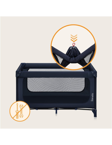 BN-LO-JASMIN_EASY_FOLD_BLUE_NAVY,Patut pliant, Lionelo, Jasmin Easy Fold, Pana la 15 kg, Usor de pliat, Cu doua nivele, Cu salte