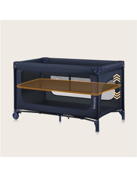 BN-LO-JASMIN_EASY_FOLD_BLUE_NAVY,Patut pliant, Lionelo, Jasmin Easy Fold, Pana la 15 kg, Usor de pliat, Cu doua nivele, Cu salte