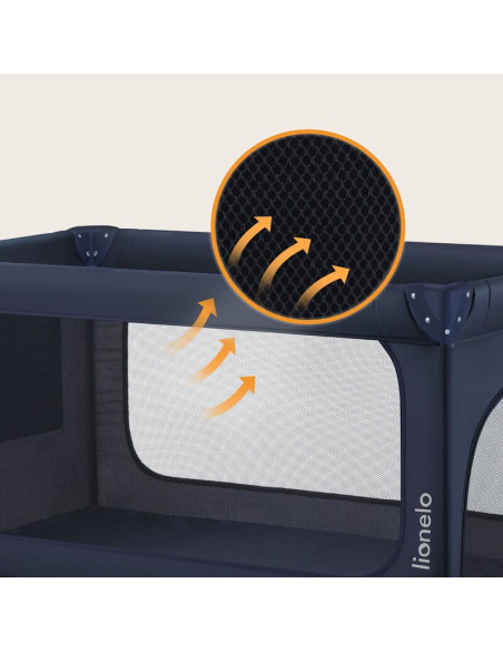 BN-LO-JASMIN_EASY_FOLD_BLUE_NAVY,Patut pliant, Lionelo, Jasmin Easy Fold, Pana la 15 kg, Usor de pliat, Cu doua nivele, Cu salte
