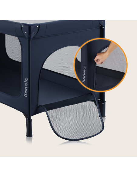 BN-LO-JASMIN_EASY_FOLD_BLUE_NAVY,Patut pliant, Lionelo, Jasmin Easy Fold, Pana la 15 kg, Usor de pliat, Cu doua nivele, Cu salte
