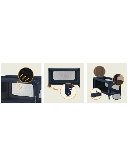 BN-LO-JASMIN_EASY_FOLD_BLUE_NAVY,Patut pliant, Lionelo, Jasmin Easy Fold, Pana la 15 kg, Usor de pliat, Cu doua nivele, Cu salte