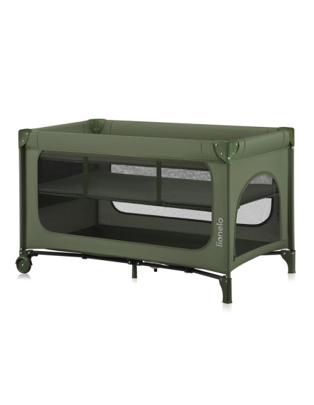 BN-LO-JASMIN_EASY_FOLD_GREEN_OLIVE,Patut pliant, Lionelo, Jasmin Easy Fold, Pana la 15 kg, Usor de pliat, Cu doua nivele, Cu sal