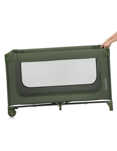 BN-LO-JASMIN_EASY_FOLD_GREEN_OLIVE,Patut pliant, Lionelo, Jasmin Easy Fold, Pana la 15 kg, Usor de pliat, Cu doua nivele, Cu sal