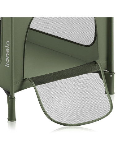 BN-LO-JASMIN_EASY_FOLD_GREEN_OLIVE,Patut pliant, Lionelo, Jasmin Easy Fold, Pana la 15 kg, Usor de pliat, Cu doua nivele, Cu sal