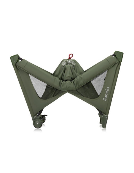 BN-LO-JASMIN_EASY_FOLD_GREEN_OLIVE,Patut pliant, Lionelo, Jasmin Easy Fold, Pana la 15 kg, Usor de pliat, Cu doua nivele, Cu sal