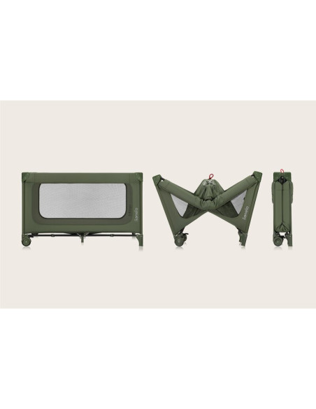 BN-LO-JASMIN_EASY_FOLD_GREEN_OLIVE,Patut pliant, Lionelo, Jasmin Easy Fold, Pana la 15 kg, Usor de pliat, Cu doua nivele, Cu sal