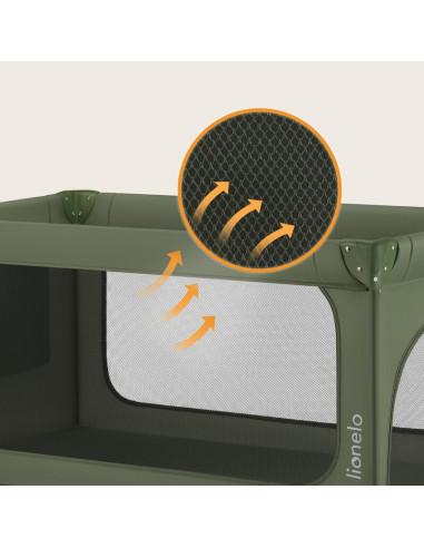 BN-LO-JASMIN_EASY_FOLD_GREEN_OLIVE,Patut pliant, Lionelo, Jasmin Easy Fold, Pana la 15 kg, Usor de pliat, Cu doua nivele, Cu sal