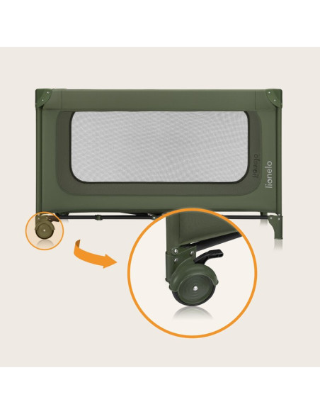 BN-LO-JASMIN_EASY_FOLD_GREEN_OLIVE,Patut pliant, Lionelo, Jasmin Easy Fold, Pana la 15 kg, Usor de pliat, Cu doua nivele, Cu sal