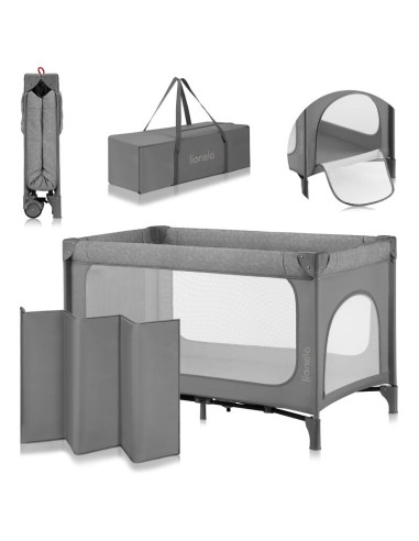 BN-LO-JASMIN_EASY_FOLD_GREY_STONE,Patut pliant, Lionelo, Jasmin Easy Fold, Pana la 15 kg, Usor de pliat, Cu doua nivele, Cu salt
