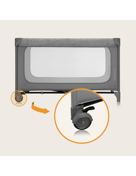 BN-LO-JASMIN_EASY_FOLD_GREY_STONE,Patut pliant, Lionelo, Jasmin Easy Fold, Pana la 15 kg, Usor de pliat, Cu doua nivele, Cu salt