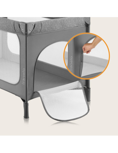 BN-LO-JASMIN_EASY_FOLD_GREY_STONE,Patut pliant, Lionelo, Jasmin Easy Fold, Pana la 15 kg, Usor de pliat, Cu doua nivele, Cu salt
