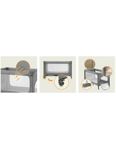 BN-LO-JASMIN_EASY_FOLD_GREY_STONE,Patut pliant, Lionelo, Jasmin Easy Fold, Pana la 15 kg, Usor de pliat, Cu doua nivele, Cu salt