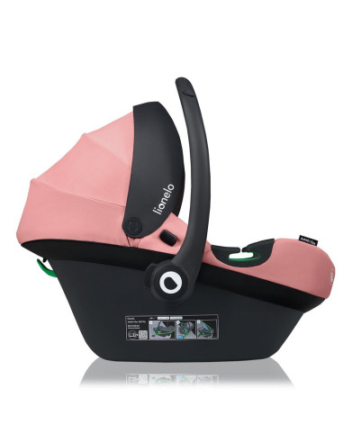 BN-LO-ASTRID_I-SIZE_PINK_CORAL+BASE_BLACK,Scoica auto, Lionelo, i-Size Astrid, Include baza Isofix, 0-13 Kg, 40-87 cm, Cu maner 