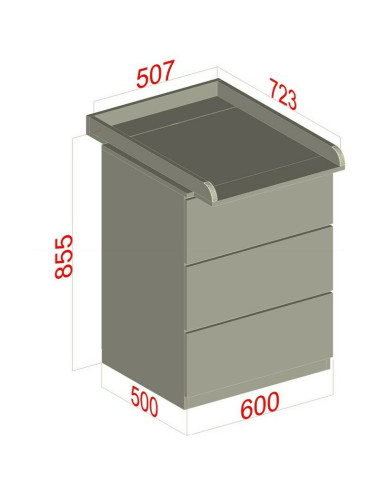 BN-6426972027014,Comoda, Qmini, Wladi, Cu masa pentru infasat demontabila, Cu 3 sertare, Din pal+placa HDF, Alb