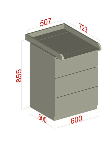 BN-6426972027014,Comoda, Qmini, Wladi, Cu masa pentru infasat demontabila, Cu 3 sertare, Din pal+placa HDF, Alb