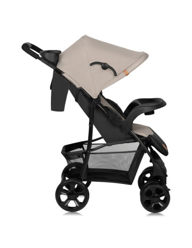 BN-LO-EMMA PLUS_BEIGE_LATTE,Carucior sport, Lionelo, Emma Plus, Cu tavita, 2 Suporturi pentru pahar, Geanta accesorii, Conform c