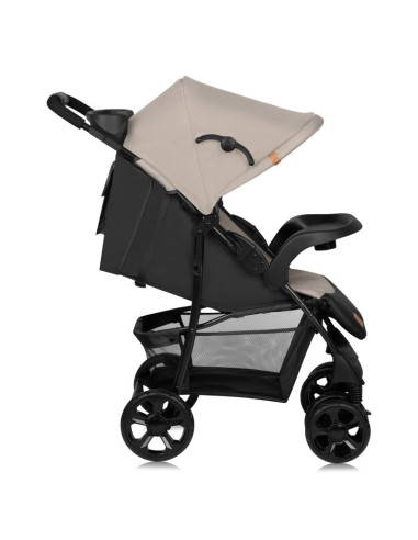 BN-LO-EMMA PLUS_BEIGE_LATTE,Carucior sport, Lionelo, Emma Plus, Cu tavita, 2 Suporturi pentru pahar, Geanta accesorii, Conform c