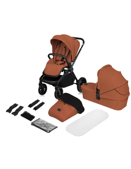 BN-LO-MIKA_PLUS_2IN1_BROWN_RUST,Carucior 2 in 1, Lionelo, Mika Plus, Cadru din aluminiu, Cu landou intarit si salteluta moale, R