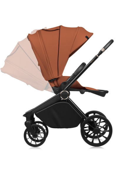 BN-LO-MIKA_PLUS_2IN1_BROWN_RUST,Carucior 2 in 1, Lionelo, Mika Plus, Cadru din aluminiu, Cu landou intarit si salteluta moale, R